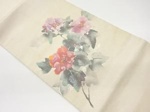 作家物　手描き金彩螺鈿ハイビスカス模様名古屋帯